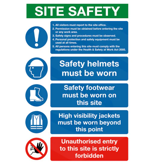 Site Safety Notice Sign (400x600 mm, Durable ABS Material)