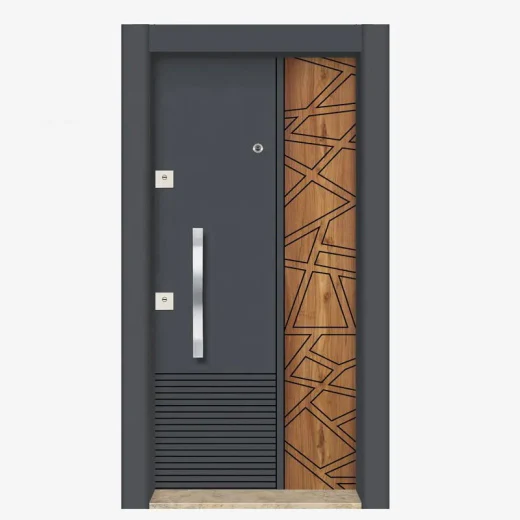 Turkish Security Door – Double Color | Classic Wooden Finish, Mono Lock System & Peephole – Secure Entry Door for Homes in Accra, Ghana
