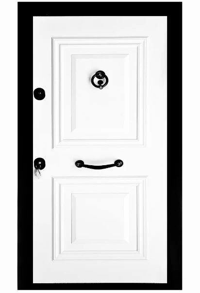 Turkish Security Door – Single SHM021 | 7ft x 3ft Premium White Door with Lake Wood Finish, Dual Lock System & Peephole – Elegant Home Protection in Ghana