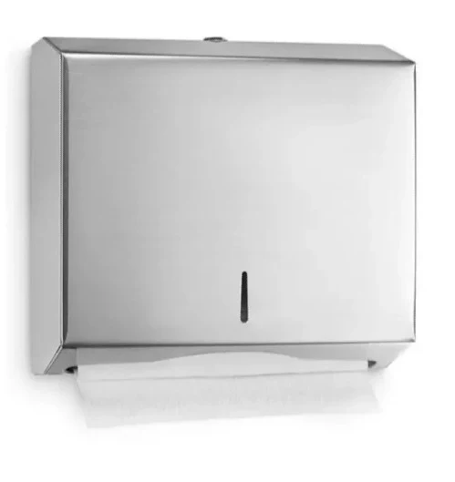 Stainless Steel Tissue Dispenser – Silver | Wall-Mounted Manual Z-Fold Paper Dispenser for Restrooms & Kitchens – Durable, Hygienic & Elegant Design