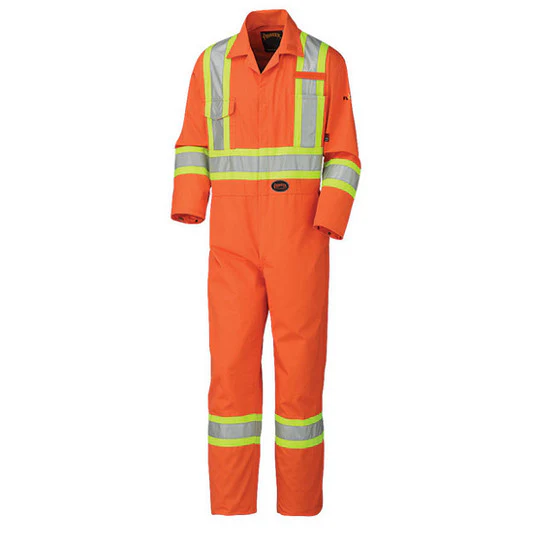 Flame Retardant Coverall with Reflective Tape | Invicto 100% Cotton Safety Workwear for High-Heat Environments