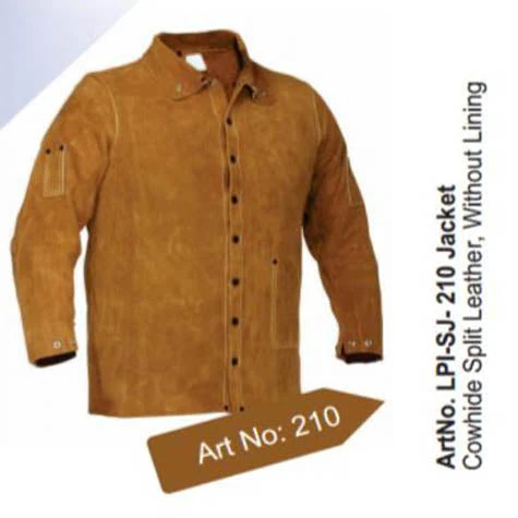 Flame Retardant Welding Jacket – Leather | Heavy-Duty Cowhide Split Leather for Welding Protection
