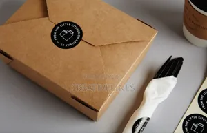 Brown Launch Boxes with Stickers - Product Introduction Packaging
