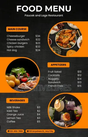 Custom Printed Food Menus - Professionally Designed Restaurant Menus