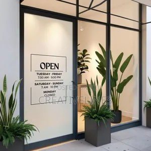 Opening/Closing Vinyl Decals - Glass Door Business Signs