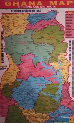 Large Wall Poster: Map of Ghana (Regions & Districts) - 2023 Updated 16 Regions