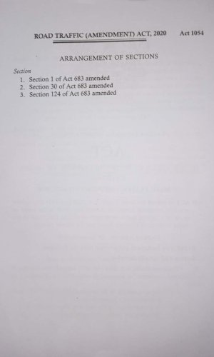 Road Traffic (Amendment) Act, 2020 (Act 1054) - DVLA Digital Licensing & Speed Cameras