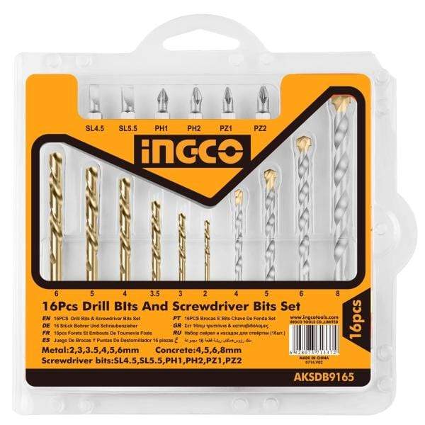 Farmline – Ingco 16 Pieces Drill Bits & Screwdriver Bits Set – AKSDB9165