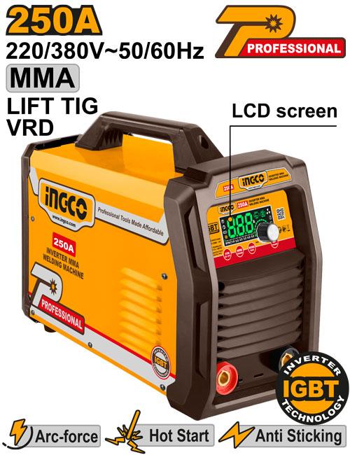 Ingco IGBT Inverter MMA/TIG Lift Welding Machine 250A ING-MMA25079