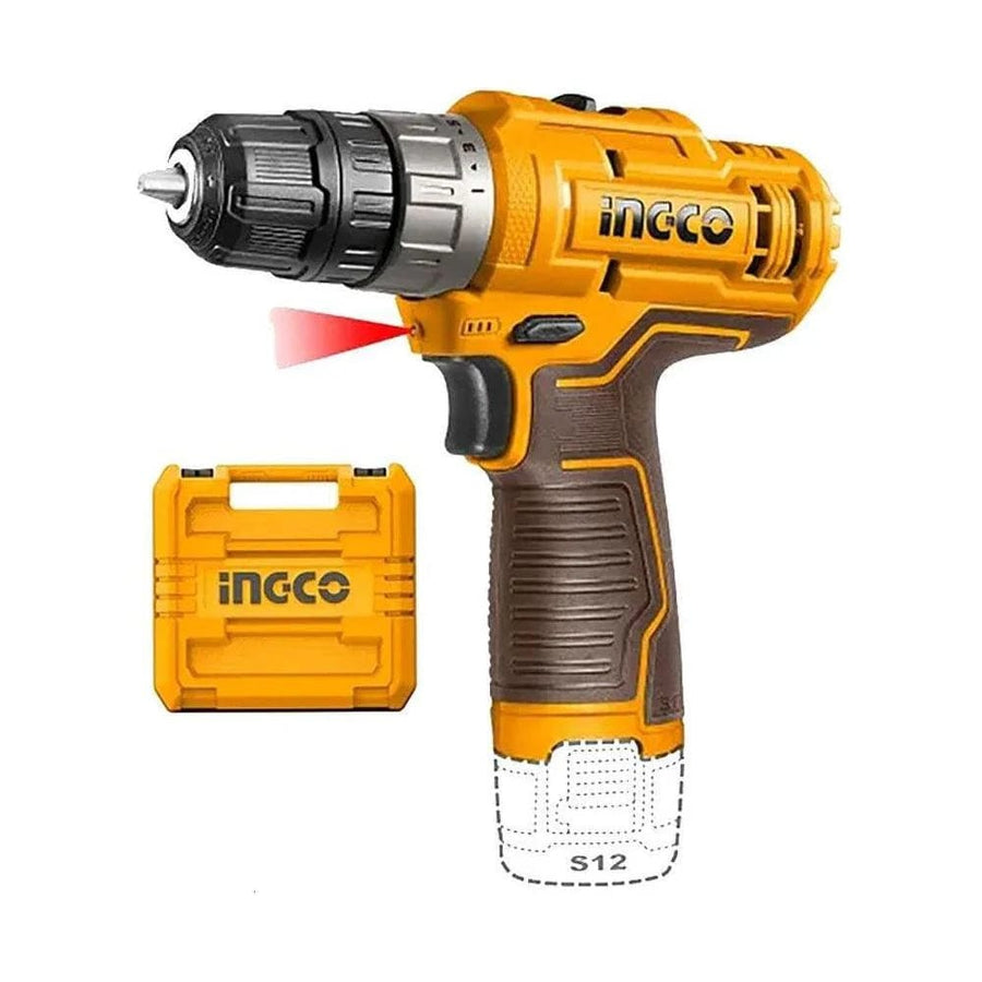 Ingco 12V Lithium-Ion Cordless Drill With 2 Pieces 1.5Ah Battery – CDLI12202