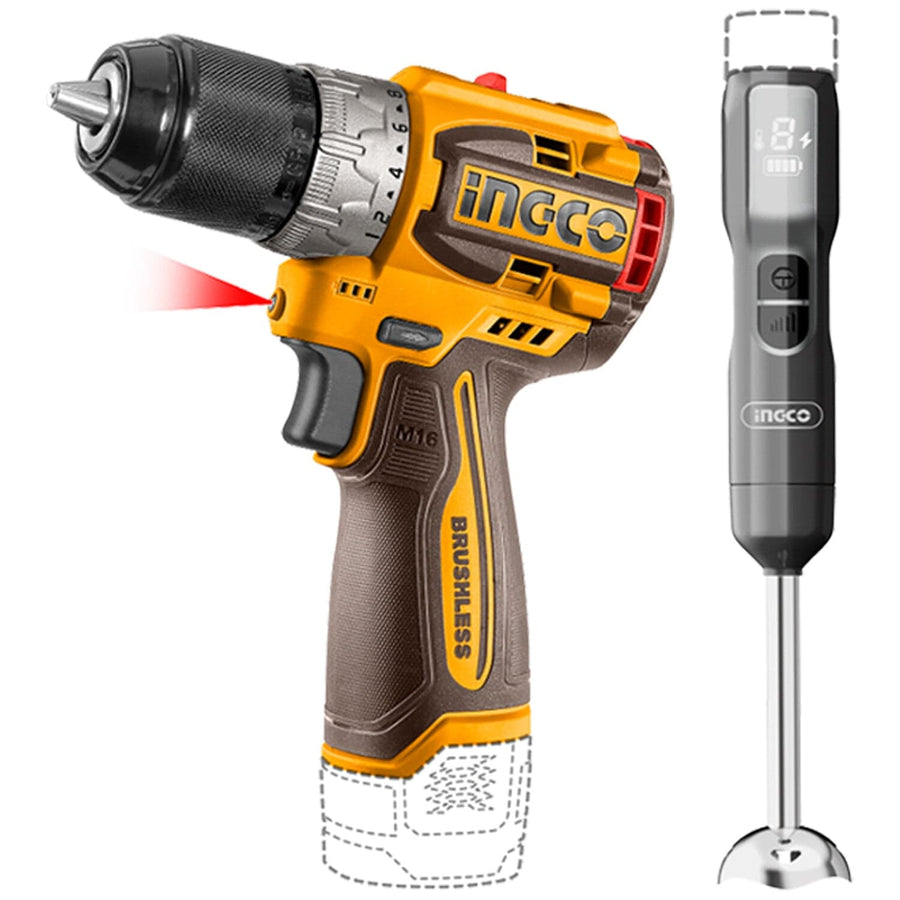 Ingco 16V Lithium-Ion Cordless Drill & Hand Blender Combo Kit – CKLI1628