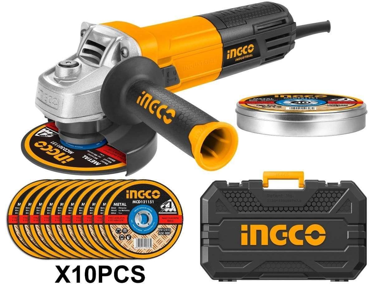 Ingco 4.5"/115mm Angle Grinder 950W with 10 Pieces Cutting Disc – AG8508-1