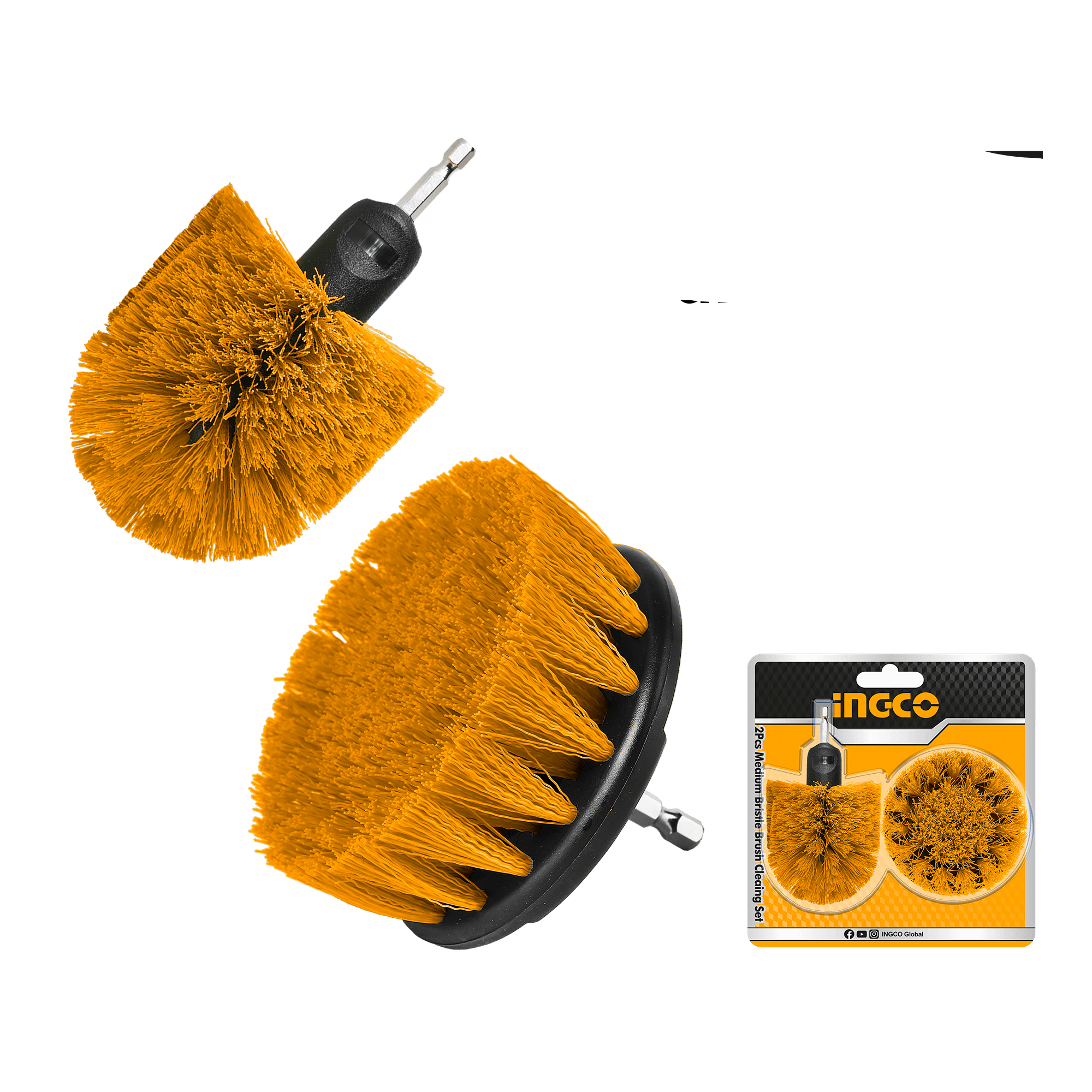 Ingco 2-Pieces Medium Bristle Brush Set – WCBM2335