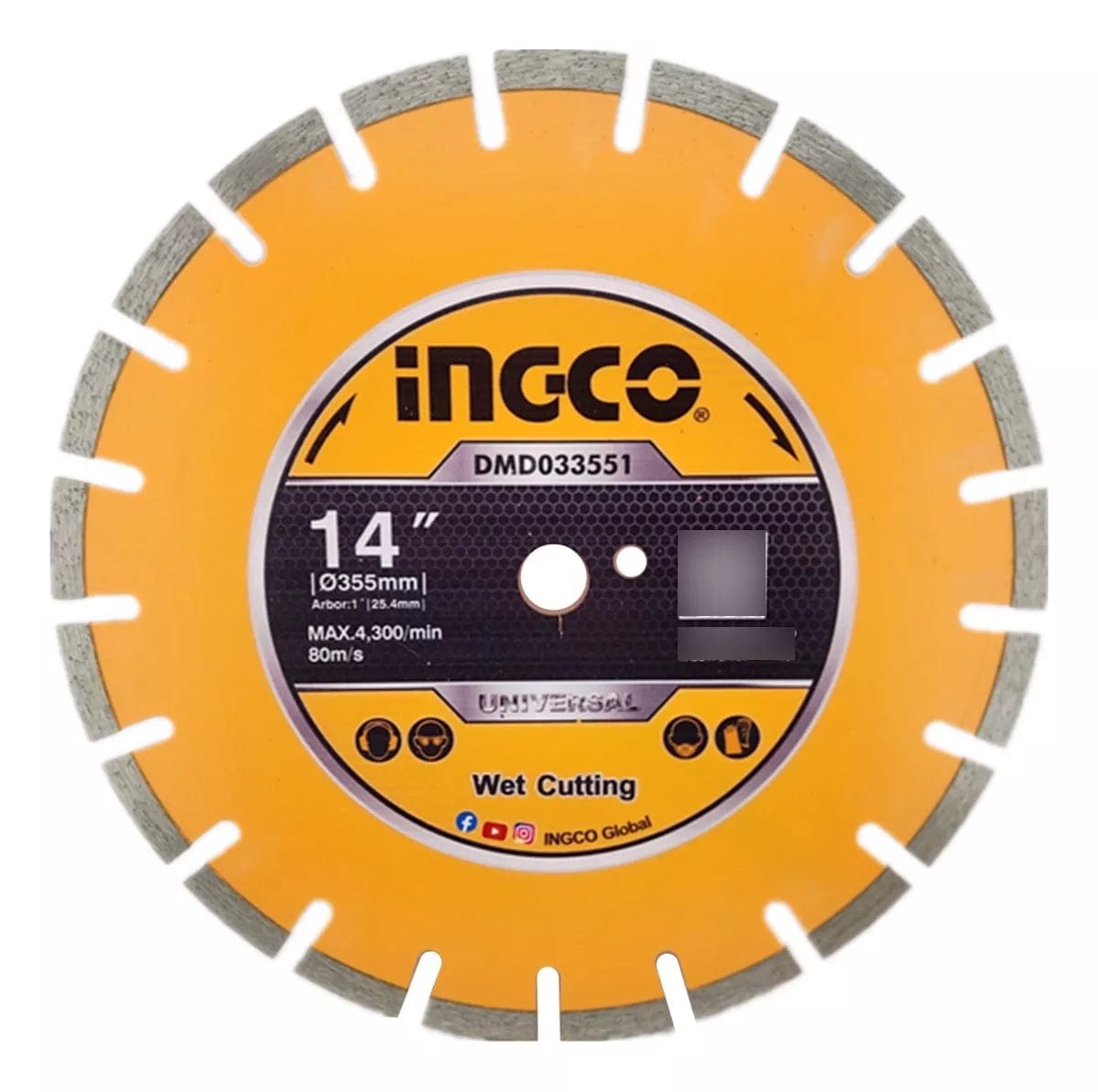 Ingco Diamond Cutting Disc 14" for Asphalt and Concrete – DMD033551