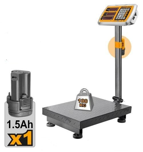 Ingco Cordless 100kg Lithium-Ion Scale with 12V 1.5Ah Battery – CES1302