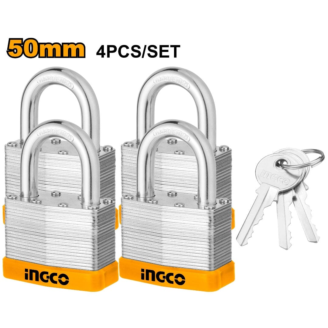 Ingco 4 Pieces 50mm Laminated Padlock – DLPK05004