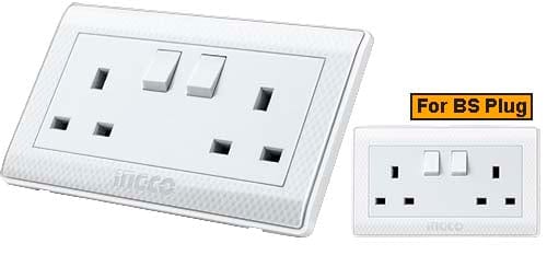 Ingco 13A 2-Gang Switched Double BS Socket – HESST0213A