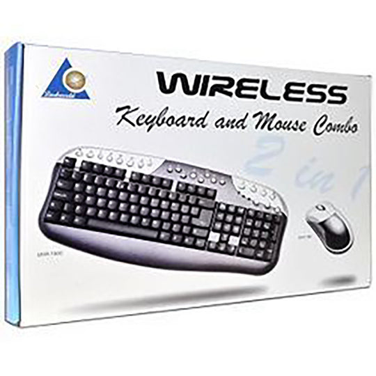 Linkworld LK1000-13 Wireless Multimedia Keyboard + Optical Mouse Kit – 104-Key (Black/Silver)