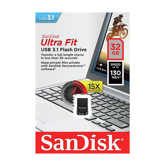 SanDisk Ultra Fit USB 3.1 Flash Drive 32GB – Low-Profile (Black)