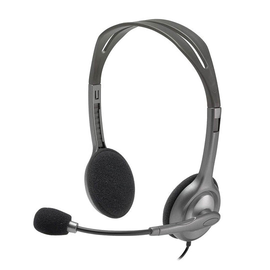 Logitech H110 Wired Stereo Headset – Noise-Canceling Mic (Black)