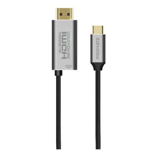 Promate HDMI-PD60 USB-C to HDMI Cable 1.8M – 4K@60Hz 60W PD (Gray)