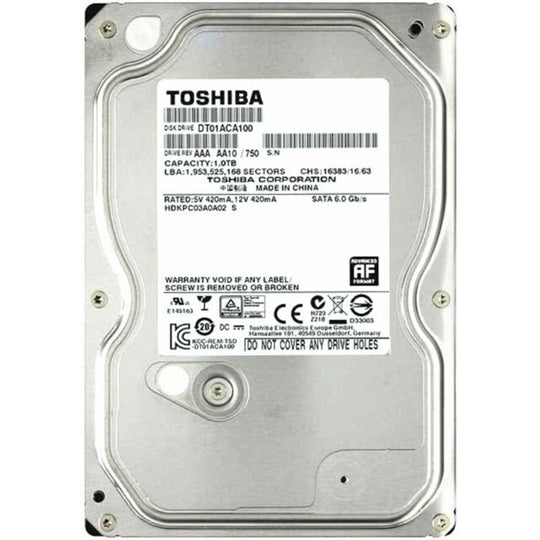 Toshiba DT01ACA100 1TB HDD – 7200RPM SATA 6Gb/s 32MB (Silver)