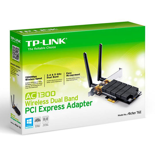 TP-Link Archer T6E AC1300 PCIe WiFi Card – Dual-Band Antennas (Black)