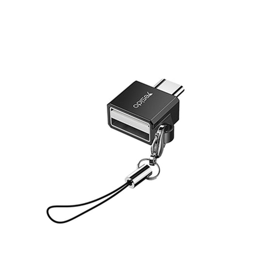 Yesido GS08 USB-C to USB-A OTG Adapter – 5Gbps Aluminum Keychain (Silver)