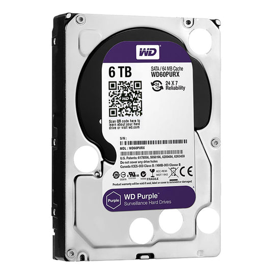 WD Purple 6TB Surveillance HDD – 5400RPM AllFrame 32-Cam (Purple)