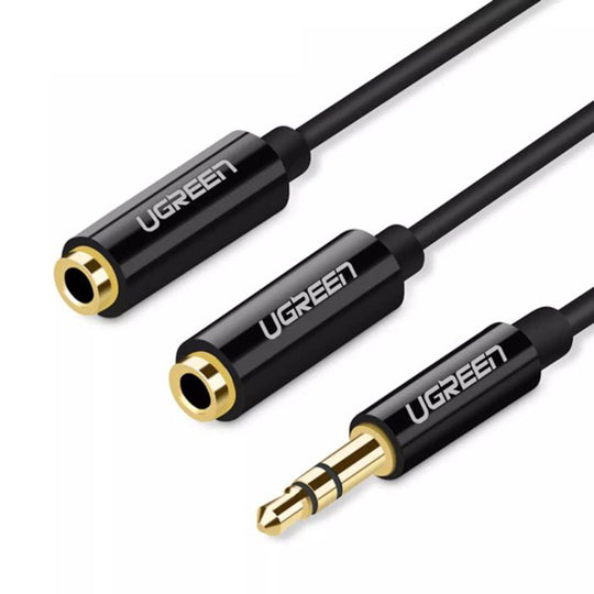UGREEN 3.5mm Male to 2 Female Audio Splitter 25cm 20816 – Stereo Y-Cable (Black)