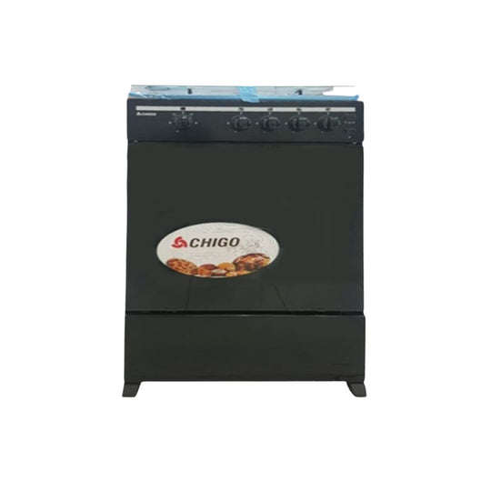 Chigo 4-Burner Gas Stove F6402-ILG-IB-BLK – 60x60cm with Oven & Grill (Black)