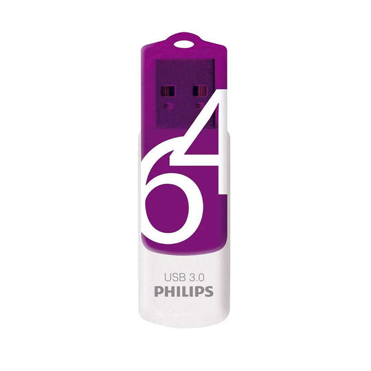 Philips Vivid USB 3.0 Flash Drive 64GB – Rotating Cap (Gray)