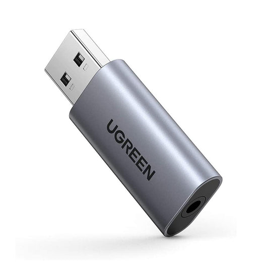 UGREEN USB 2.0 to 3.5mm Audio Adapter 80864 – External Sound Card (Silver)