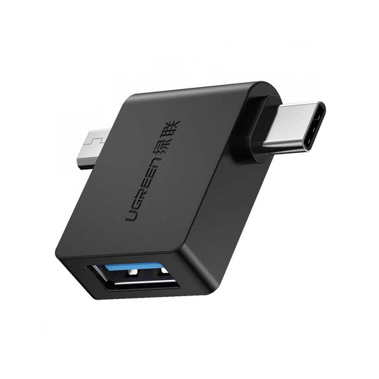 UGREEN 2-in-1 Micro USB + USB-C to USB 3.0 OTG Adapter 30453 – 5Gbps (Black)