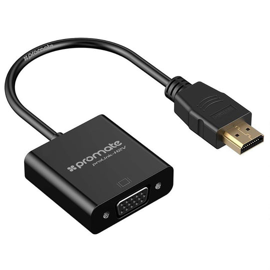 Promate ProLink-H2V HDMI to VGA Adapter – 1080p Gold-Plated Black