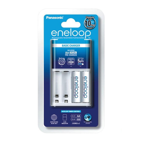 Panasonic Eneloop Charger + 2 AA Rechargeable Batteries 2000mAh