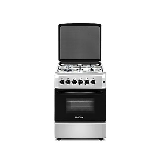 Bruhm 4-Burner Gas Cooker BGC-6640IG – 60x60cm with Oven & Grill (Inox/Black)