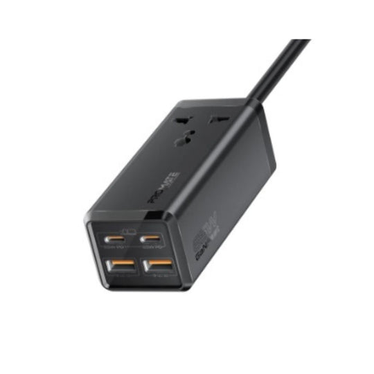 Promate PowerBrix-GaN65 65W GaN Power Strip – 2500W AC + 2C2A (White)