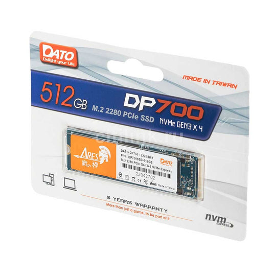 Dato DP700 NVMe SSD 512GB – 2500/1200MB/s PCIe (Black)