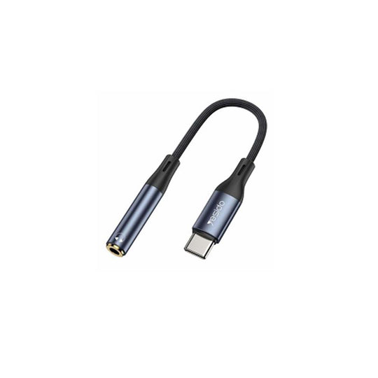 Yesido YAU38 USB-C to 3.5mm Audio Adapter – 12cm Aluminum (Silver)