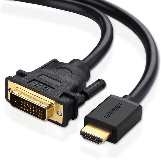 UGREEN HDMI to DVI-D (24+1) Cable 1.5M 11150 – Bi-Directional 1080p Brass (Black)