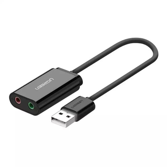 UGREEN USB 2.0 External Sound Card 30724 – Mic + Headphone 3.5mm (Black)