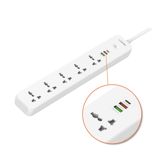 LDNIO SC5319 Extension Board – 5x Universal + 3x USB 38W (White)