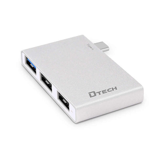 Dtech Type C 2.0 + USB 3.0 T0018 4-Port USB Hub with Charging Port – Aluminum, Portable