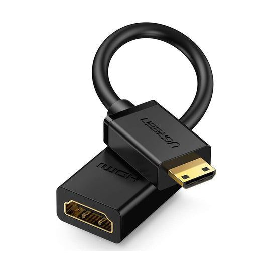 UGREEN Mini HDMI Male to HDMI Female Cable 22CM 20137 – 4K@60Hz Gold-Plated (Black)