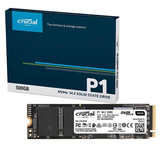 Crucial P1 500GB M.2 NVMe SSD – 2000/1700MB/s PCIe Gen3 3D NAND (Black)