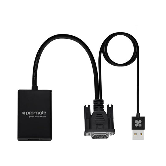 Promate ProLink-V2H VGA to HDMI Adapter Kit with Audio Support and USB Power
