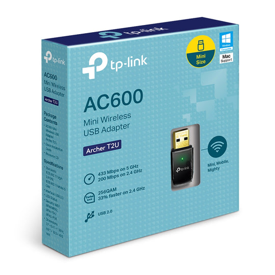TP-Link Archer T2U AC600 Dual-Band USB WiFi Adapter – 433Mbps 5GHz (Black)