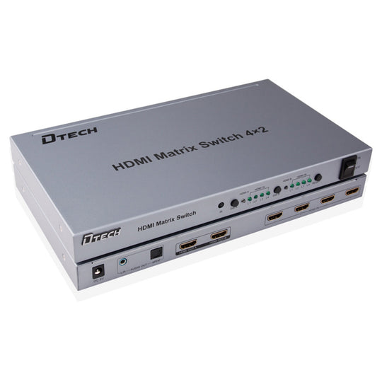 Dtech DT-7442 4K HDMI Matrix Switch – 4x2 Digital Signal Switch