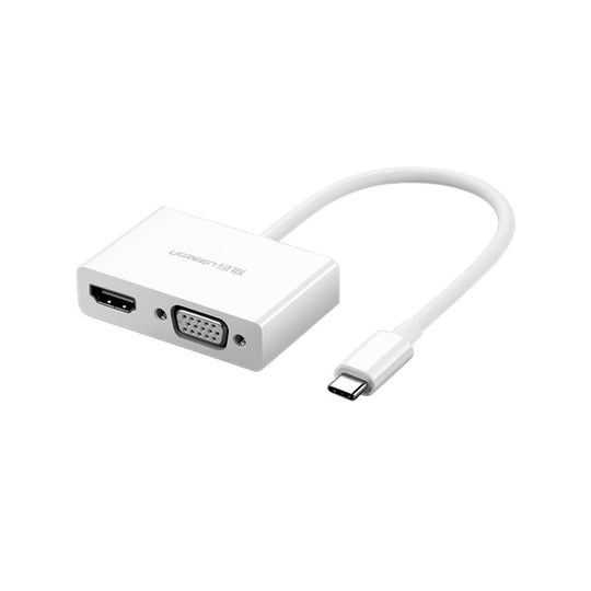 UGREEN 30843 USB-C to HDMI + VGA Converter – 4K@30Hz Dual (White)